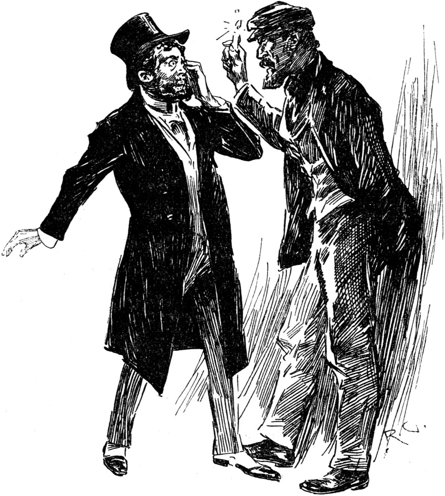 Angstvoll erkennt Enoch
  Drebber seinen Widersacher