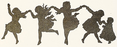 Silhouette of children dancing